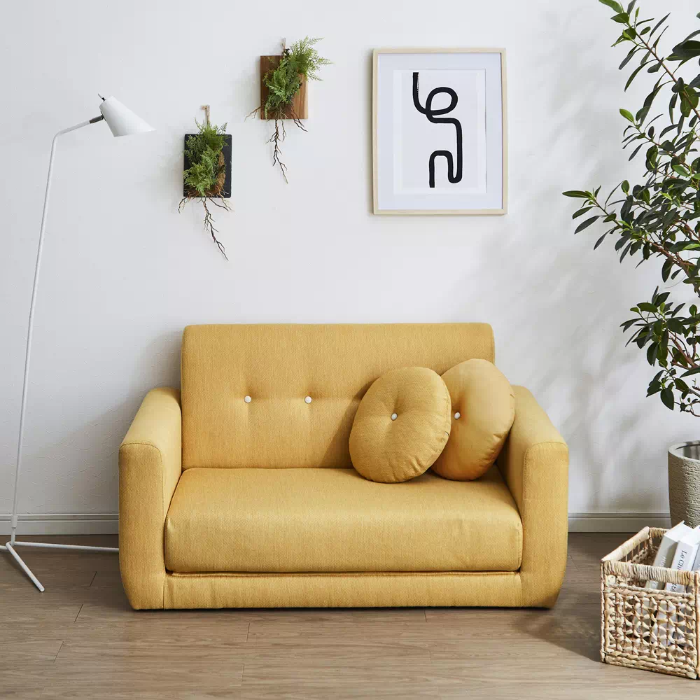 ナチュラルソファベッド イエロー