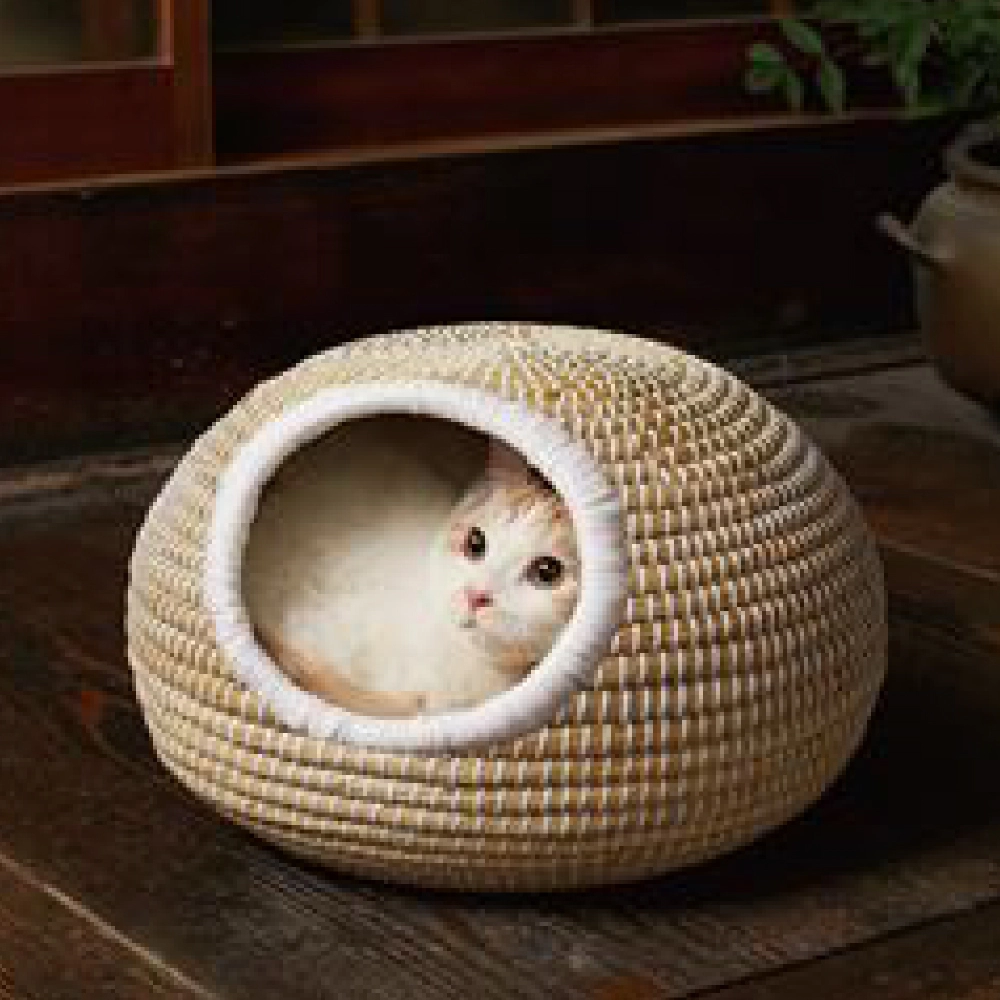 にゃんこの手編み丸つぼ